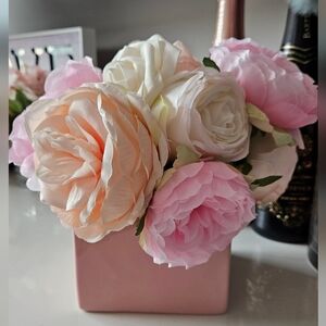 Faux Flower with pink vase - wedding